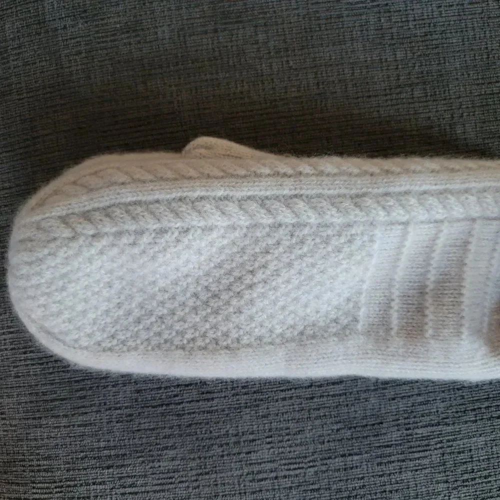 White Pine 100% Cashmere Mittens Ivory Fleece Lined Knit Gloves For Wome…